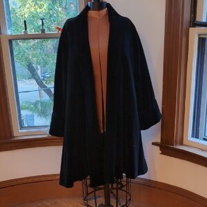 Vintage 1930's Black Heavy Cotton Velvet Swing Coat. Size Small Fully Lined.